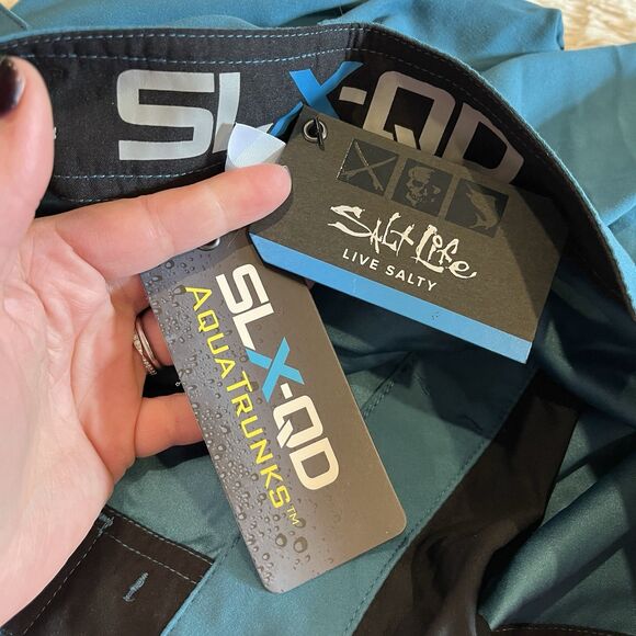 NWT Salt Life SLX-QD Teal Blue Men’s Swim Trunks Size 28 HYPDE Quick Dry - Picture 13 of 13